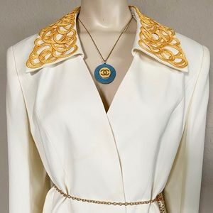 Vintage 1980s Moshita Structured Cream/Gold Blazer